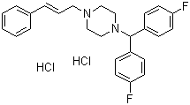 CAS # 30484-77-6, Flunarizine dihydrochloride, 1-[Bis(4-fluorophenyl)methyl]-4-(3-phenyl-2-propenyl)piperazine dihydrochloride
