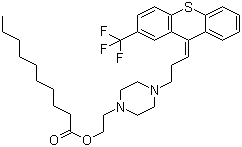 CAS # 30909-51-4, Flupentixol decanoate, 2-[4-[3-[2-(Trifluoromethyl)-9H-thioxanthen-9-ylidene]propyl]-1-piperazinyl]ethyl decanoate