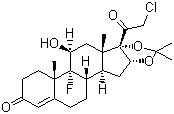 CAS 登录号：3093-35-4, 哈西奈德, 16a,17-[(1-甲基亚乙基)双氧]-11b-羟基-21-氯-9-氟孕甾-4-烯-3,20-二酮