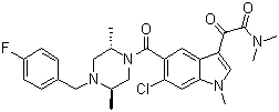 CAS 登录号：309913-83-5, 他匹莫德, 6-氯-5-[[(2R,5S)-4-[(4-氟苯基)甲基]-2,5-二甲基-1-哌嗪基]甲酰基]-N,N,1-三甲基-alpha-氧代-1H-吲哚-3-乙酰胺