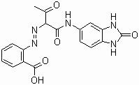 CAS # 31837-42-0 (61036-28-0), Pigment Yellow 151, 2-[[1-[[(2,3-Dihydro-2-oxo-1H-benzimidazol-5-yl)amino]carbonyl]-2-oxopropyl]azo]benzoic acid, Fast yellow H4G, C.I. 13980