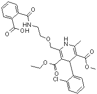 structure of CAS# 318465-73-5, 2-[[2-[(2-Carboxybenzoyl)amino]ethoxy]methyl]-4-(2-chlorophenyl)-1,4-dihydro-6-methyl-3,5-pyridinedicarboxylic acid 3-ethyl 5-methyl ester