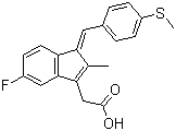 CAS 登录号：32004-67-4, 硫化舒林酸, 5-氟-2-甲基-1-(4-甲硫基亚苄基)茚-3-乙酸