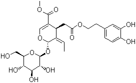 CAS # 32619-42-4, Oleuropein, Methyl (4S,5E,6S)-4-[2-[2-(3,4-dihydroxyphenyl)ethoxy]-2-oxoethyl]-5-ethylidene-6-[(2S,3R,4S,5S,6R)-3,4,5-trihydroxy-6-(hydroxymethyl)oxan-2-yl]oxy-4H-pyran-3-carboxylate, Olive Leaf Extract