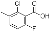 structure of CAS# 32890-89-4, 2-氯-6-氟-3-甲基苯甲酸