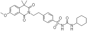 CAS # 33342-05-1, Gliquidone, 3-Cyclohexyl-1-[4-[2-(7-methoxy-4,4-dimethyl-1,3-dioxo-isoquinolin-2-yl)ethyl]phenyl]sulfonyl-urea