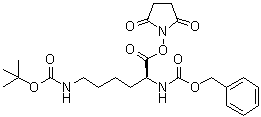 structure of CAS# 3338-34-9, N-(alpha)-苄氧羰基-N-(epsilon)-叔丁氧羰基-L-赖氨酸琥珀酰亚胺基酯