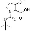 structure of CAS# 335280-19-8, (2R,3R)-3-羟基-1,2-吡咯烷二甲酸 1-叔丁酯