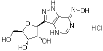 CAS # 33822-99-0, 1,4-Dihydro-3-beta-D-ribofuranosyl-7H-pyrazolo[4,3-d]pyrimidin-7-one oxime monohydrochloride, NSC 124165