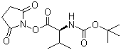 structure of CAS# 3392-12-9, tert-Butoxycarbonyl-L-valine N-hydroxysuccinimide ester