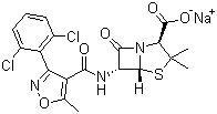 structure of CAS# 343-55-5, Sodium dicloxacillin