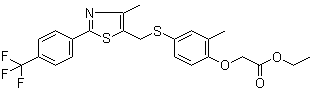 CAS # 343322-83-8, 2-[2-Methyl-4-[[[4-methyl-2-[4-(trifluoromethyl)phenyl]-5-thiazolyl]methyl]thio]phenoxy]acetic acid ethyl ester