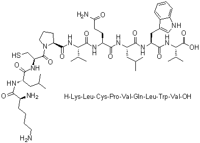 CAS # 344422-17-9, L-Lysyl-L-leucyl-L-cysteinyl-L-prolyl-L-valyl-L-glutaminyl-L-leucyl-L-tryptophyl-L-valine
