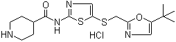 CAS # 345627-90-9, N-[5-[[[5-(1,1-Dimethylethyl)-2-oxazolyl]methyl]thio]-2-thiazolyl]-4-piperidinecarboxamide hydrochloride