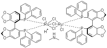 CAS 登录号：346457-41-8, 三(mu-氯)双[(R)-(+)-5,5'-双(二苯基膦)-4,4'-双-1,3-苯并二恶茂]二氯化二钌二甲基铵盐
