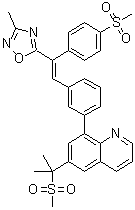 CAS 登录号：346629-30-9, 6-[1-甲基-1-(甲基磺酰基)乙基]-8-[3-[(E)-2-(3-甲基-1,2,4-恶二唑-5-基)-2-[4-(甲基磺酰基)苯基]乙烯基]苯基]喹啉