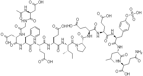 CAS # 348603-19-0, N-Acetyl-L-alpha-aspartylglycyl-L-alpha-aspartyl-L-phenylalanyl-L-alpha-glutamyl-L-alpha-glutamyl-L-isoleucyl-L-prolyl-L-alpha-glutamyl-L-alpha-glutamyl-O-sulfo-L-tyrosyl-L-leucyl-L-glutamine