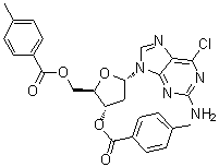 structure of CAS# 35095-93-3, 6-Chloro-9-[2-deoxy-3,5-bis-O-(4-methylbenzoyl)-beta-D-erythro-pentofuranosyl]-9H-purin-2-amine
