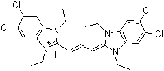 5,5',6,6'-Tetrachloro-1,1',3,3'-tetraethylbenzimidazolocarbocyanine iodide molecular structure (CAS 3520-43-2)