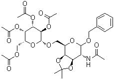 CAS 登录号：352273-66-6, 苄基 2-(乙酰氨基)-2-脱氧-3,4-O-(1-甲基亚乙基)-6-O-(2,3,4,6-四-O-乙酰基-beta-D-吡喃半乳糖基)-D-吡喃半乳糖苷