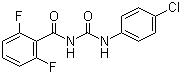 CAS # 35367-38-5, Diflubenzuron, 1-(4-Chlorophenyl)-3-(2,6-difluorobenzoyl)urea, N-(((4-chlorophenyl)amino)carbonyl)-2,6-difluorobenzamide