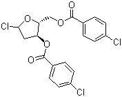 CAS # 3601-90-9 (21740-23-8), 1-Chloro-3,5-di(4-chlorbenzoyl)-2-deoxy-D-ribose, (2R,3S)-5-Chloro-2-(((4-chlorobenzoyl)oxy)methyl)tetrahydrofuran-3-yl 4-chlorobenzoate