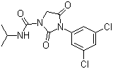 CAS # 36734-19-7, Iprodione, 3-(3,5-Dichlorophenyl)-2,4-dioxo-N-isopropylimidazolidine-1-carboxamide, 3-(3,5-Dichlorophenyl)-N-(1-methylethyl)-2,4-dioxo-1-imidazolidinecarboxamide