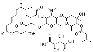 CAS # 37280-56-1, Kitasamycin tartrate, Leucomycin tartrate, Leucomycin (2R,3R)-2,3-dihydroxybutanedioate