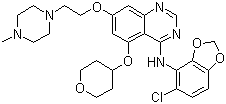 CAS 登录号：379231-04-6, 塞卡替尼, N-(5-氯-1,3-苯并二氧戊环-4-基)-7-[2-(4-甲基-1-哌嗪基)乙氧基]-5-[(四氢-2H-吡喃-4-基)氧基]-4-喹唑啉胺