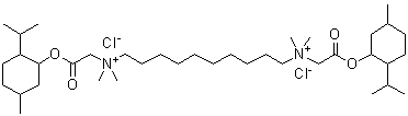 CAS # 38146-42-8, Decametoxin, Decamethoxin, Decamethoxine, Decamethoxinum, Decamethylene-1,10-bis(dimethylcarbomenthoxymethylammonium) dichloride, Decametoxin, MM 692, Septefril