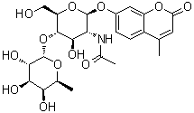 CAS # 383160-13-2, 7-[[2-(Acetylamino)-2-deoxy-4-O-(6-deoxy-alpha-L-galactopyranosyl)-beta-D-glucopyranosyl]oxy]-4-methyl-2H-1-benzopyran-2-one