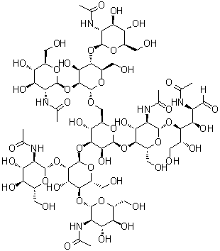 CAS # 385767-06-6, O-2-(Acetylamino)-2-deoxy-beta-D-glucopyranosyl-(1→2)-O-[2-(acetylamino)-2-deoxy-beta-D-glucopyranosyl-(1→4)]-O-alpha-D-mannopyranosyl-(1→3)-O-[O-2-(acetylamino)-2-deoxy-beta-D-glucopyranosyl-(1→2)-O-[2-(acetylamino)-2-deoxy-beta-D-glucopyranosyl-(1→4)]-alpha-D-mannopyranosyl-(1→6)]-O-beta-D-mannopyranosyl-(1→4)-O-2-(acetylamino)-2-deoxy-beta-D-glucopyranosyl-(1→4)-2-(acetylamino)-2-deoxy-D-glucose