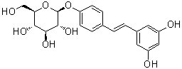 CAS # 38963-95-0, Resveratrol 4'-O-beta-D-glucopyranoside, 4-[(1E)-2-(3,5-Dihydroxyphenyl)ethenyl]phenyl beta-D-glucopyranoside, 3,4',5-Trihydroxystilbene 4'-mono-beta-D-glycopyranoside, Resveratroloside