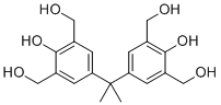 CAS # 3957-22-0, 5,5'-Isopropylidenebis(m-xylene-2,a,a'-triol), 4-[2-[4-hydroxy-3,5-bis(hydroxymethyl)phenyl]propan-2-yl]-2,6-bis(hydroxymethyl)phenol