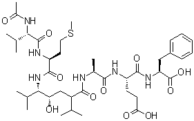 CAS # 400836-30-8, N-Acetyl-L-valyl-L-methionyl-(2S,4S,5S)-5-amino-4-hydroxy-6-methyl-2-(1-methylethyl)heptanoyl-L-alanyl-L-alpha-glutamyl-L-phenylalanine