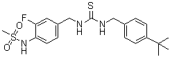 structure of CAS# 401907-26-4, N-[4-[[[[[[4-(1,1-Dimethylethyl)phenyl]methyl]amino]thioxomethyl]amino]methyl]-2-fluorophenyl]methanesulfonamide