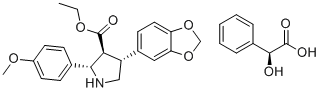 CAS # 403614-49-3, (2S)-Hydroxy(phenyl)acetic acid - ethyl (2S,3S,4R)-4-(1,3-benzodioxol-5-yl)-2-(4-methoxyphenyl)-3-pyrrolidinecarboxylate