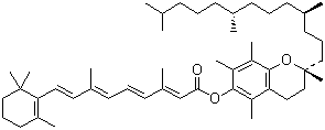 CAS # 40516-48-1, Tocoretinate, 3,4-Dihydro-2,5,7,8-tetramethyl-2-(4,8,12-trimethyltridecyl)-2H-1-benzopyran-6-yl-3,7-dimethyl-9-(2,6,6-trimethyl-1-cyclohexen-1-yl)-2,4,6,8-nonatetraenoate, Tretinoin tocoferil