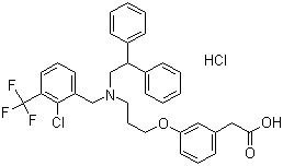 structure of CAS# 405911-17-3, 2-[3-[3-[[2-氯-3-(三氟甲基)苄基](2,2-二苯基乙基)氨基]丙氧基]苯基]乙酸盐酸盐