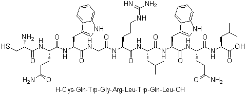 CAS # 410074-11-2, L-Cysteinyl-L-glutaminyl-L-tryptophylglycyl-L-arginyl-L-leucyl-L-tryptophyl-L-glutaminyl-L-leucine