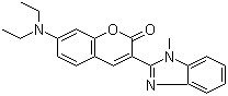 CAS # 41044-12-6, Coumarin 30, 7-Diethylamino-3-(1-methyl-2-benzimidazolyl)coumarin, 3-(2-N-Methylbenzimidazolyl)-7-N,N-diethylaminocoumarin, 7-(Diethylamino)-3-(1-methyl-1H-benzimidazol-2-yl)-2-benzopyrone