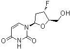 structure of CAS# 41107-56-6, 2',3'-二脱氧-3'-氟尿苷