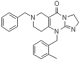 structure of CAS# 41276-02-2, 2,6,7,8,9,10-Hexahydro-10-[(2-methylphenyl)methyl]-7-(phenylmethyl)imidazo[1,2-a]pyrido[4,3-d]pyrimidin-5(3H)-one