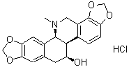 CAS # 4312-31-6, Chelidonin hydrochloride, (5bR,6S,12bS)-5b,6,7,12b,13,14-Hexahydro-13-methyl-[1,3]benzodioxolo[5,6-c]-1,3-dioxolo[4,5-i]phenanthridin-6-ol hydrochloride, NSC 406034