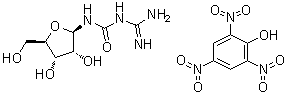 CAS 登录号：4336-46-3, 1-(二氨基亚甲基)-3-beta-D-呋喃核糖基脲苦味酸盐