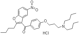 structure of CAS# 437651-47-3, (2-Butyl-5-nitro-3-benzofuranyl)[4-[3-(dibutylamino)propoxy]phenyl]methanone hydrochloride