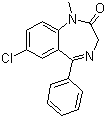 CAS # 439-14-5, Diazapam, 7-Chloro-1,3-dihydro-1-methyl-5-phenyl-2H-1,4-benzodiazepin-2-one