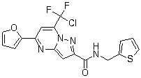 CAS # 442666-98-0, Anguizole, 7-(Chlorodifluoromethyl)-5-(2-furanyl)-N-(2-thienylmethyl)pyrazolo[1,5-a]pyrimidine-2-carboxamide