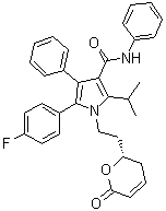 structure of CAS# 442851-50-5, 1-[2-[(2S)-3,6-二氢-6-氧代-2H-吡喃-2-基]乙基]-5-(4-氟苯基)-2-(1-甲基乙基)-N,4-二苯基-1H-吡咯-3-甲酰胺