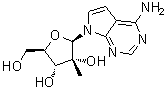 7-(2-C-Methyl-beta-D-ribofuranosyl)-7H-pyrrolo[2,3-d]pyrimidin-4-amine molecular structure (CAS 443642-29-3)